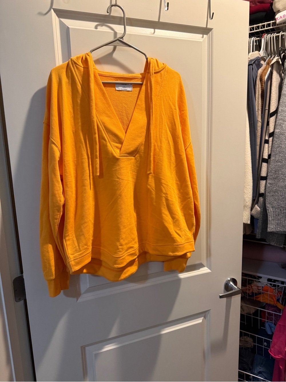 Old Navy V-Neck Hoodie Sweater in orange